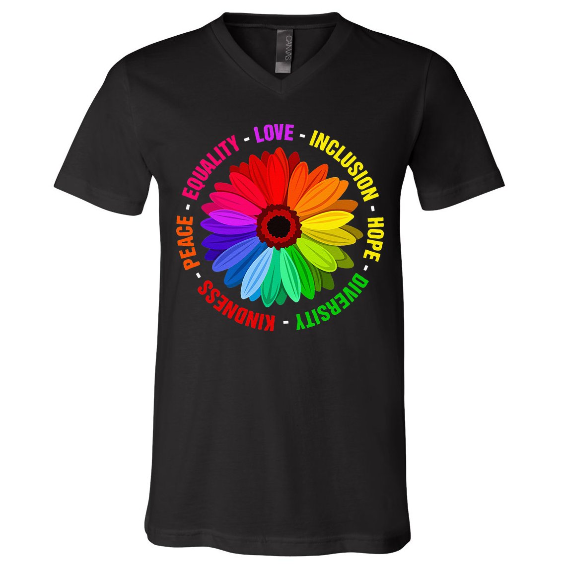 Kindness Peace Equality Love Inclusion Hope Diversity V-Neck T-Shirt