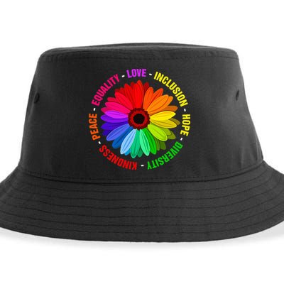 Kindness Peace Equality Love Inclusion Hope Diversity Sustainable Bucket Hat