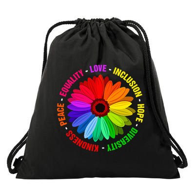 Kindness Peace Equality Love Inclusion Hope Diversity Drawstring Bag