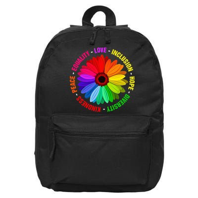 Kindness Peace Equality Love Inclusion Hope Diversity 16 in Basic Backpack