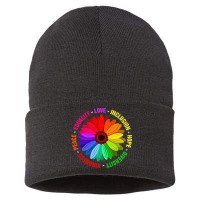 Kindness Peace Equality Love Inclusion Hope Diversity Sustainable Knit Beanie