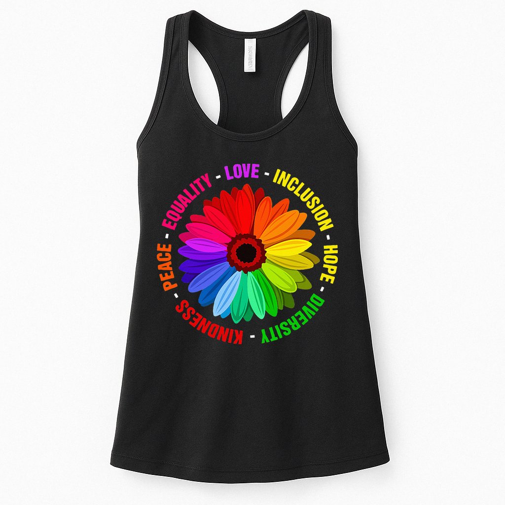 Kindness Peace Equality Love Inclusion Hope Diversity Womens Tank Top