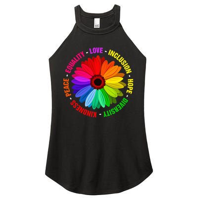 Kindness Peace Equality Love Inclusion Hope Diversity Women's Perfect Tri Rocker Tank