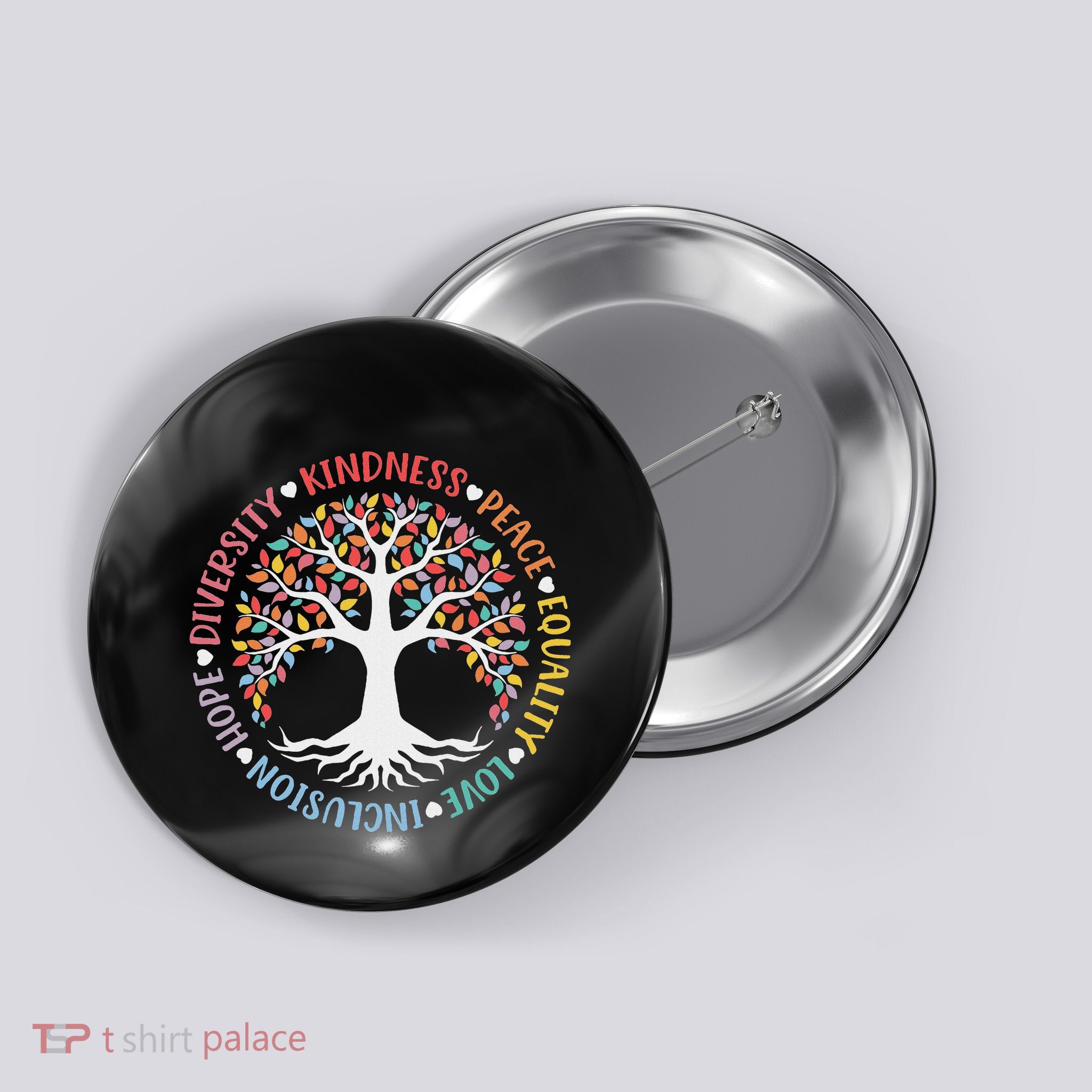 Kindness Peace Equality Love Inclusion Hope Diversity Retro Button