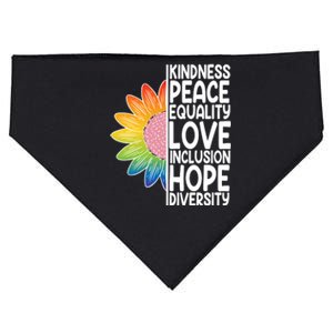 Kidness Peace Equality Love Inclusion Hope Diversity USA-Made Doggie Bandana