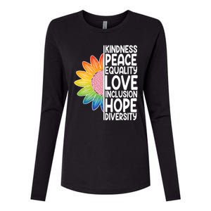 Kidness Peace Equality Love Inclusion Hope Diversity Womens Cotton Relaxed Long Sleeve T-Shirt