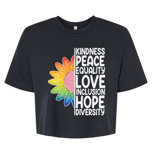 Kidness Peace Equality Love Inclusion Hope Diversity Bella+Canvas Jersey Crop Tee