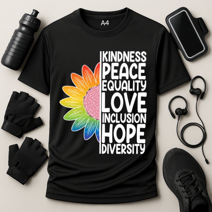 Kidness Peace Equality Love Inclusion Hope Diversity Cooling Performance Crew T-Shirt