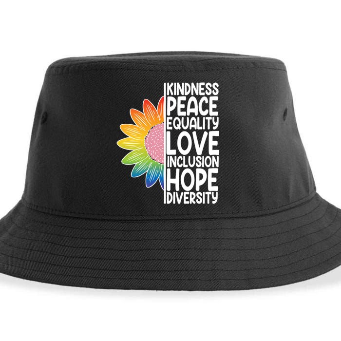 Kidness Peace Equality Love Inclusion Hope Diversity Sustainable Bucket Hat