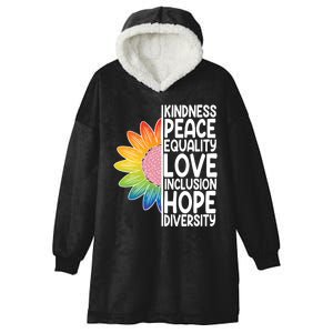 Kidness Peace Equality Love Inclusion Hope Diversity Hooded Wearable Blanket