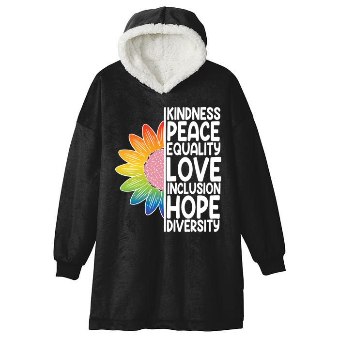 Kidness Peace Equality Love Inclusion Hope Diversity Hooded Wearable Blanket