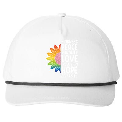 Kidness Peace Equality Love Inclusion Hope Diversity Snapback Five-Panel Rope Hat