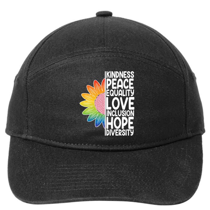 Kidness Peace Equality Love Inclusion Hope Diversity 7-Panel Snapback Hat