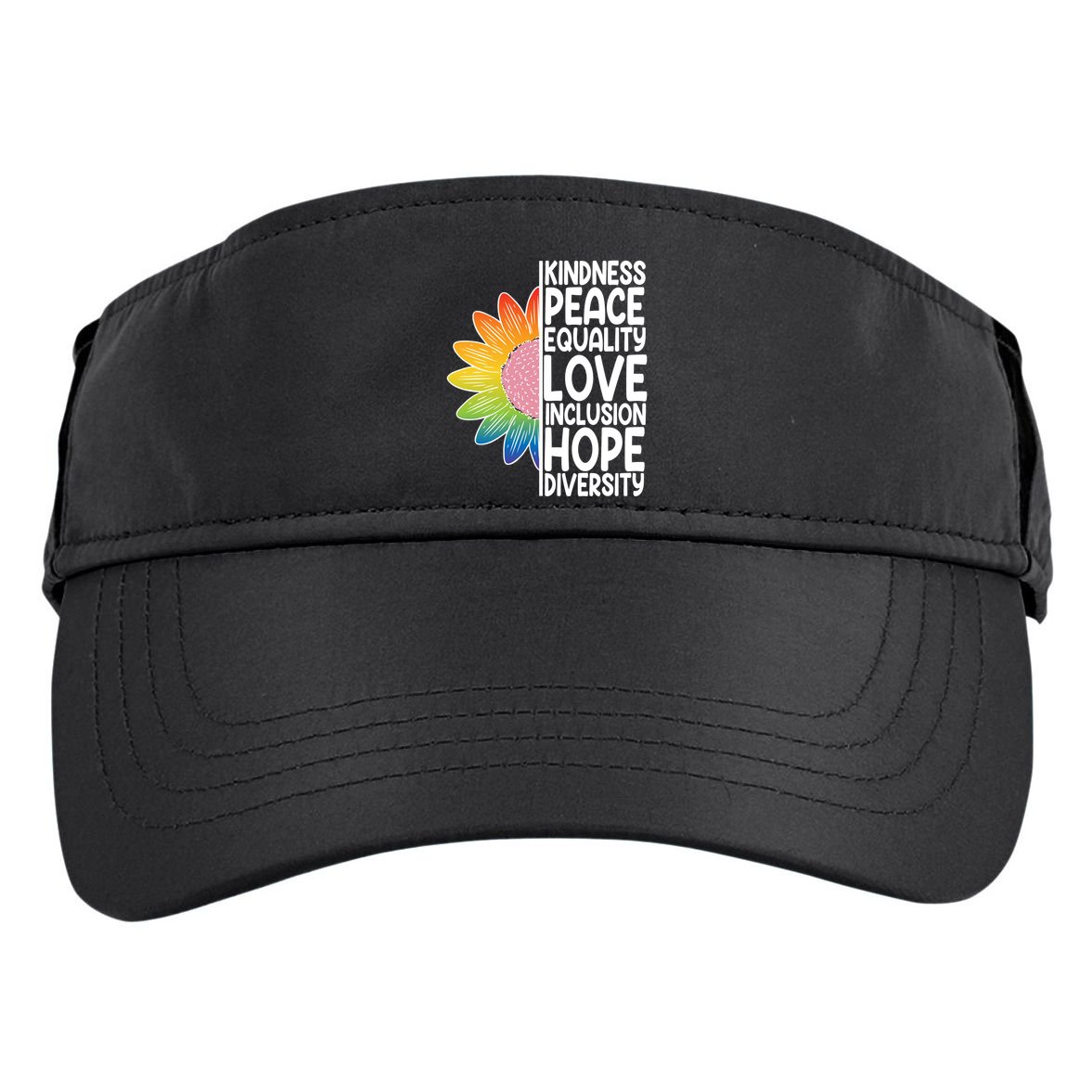 Kidness Peace Equality Love Inclusion Hope Diversity Adult Drive Performance Visor