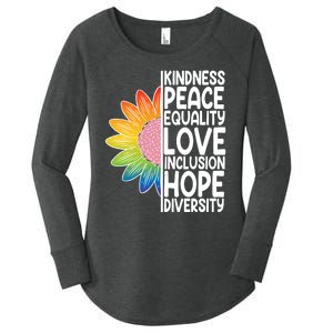 Kidness Peace Equality Love Inclusion Hope Diversity Women's Perfect Tri Tunic Long Sleeve Shirt