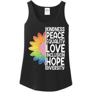 Kidness Peace Equality Love Inclusion Hope Diversity Ladies Essential Tank