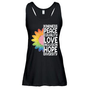 Kidness Peace Equality Love Inclusion Hope Diversity Ladies Essential Flowy Tank