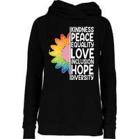 Kidness Peace Equality Love Inclusion Hope Diversity Womens Funnel Neck Pullover Hood