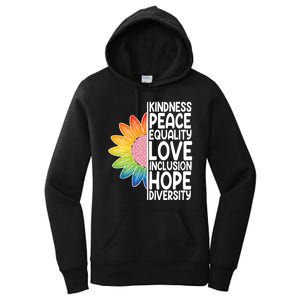 Kidness Peace Equality Love Inclusion Hope Diversity Women's Pullover Hoodie