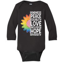 Kidness Peace Equality Love Inclusion Hope Diversity Baby Long Sleeve Bodysuit