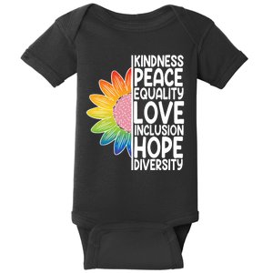 Kidness Peace Equality Love Inclusion Hope Diversity Baby Bodysuit