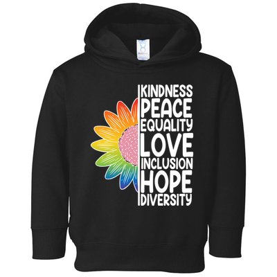 Kidness Peace Equality Love Inclusion Hope Diversity Toddler Hoodie
