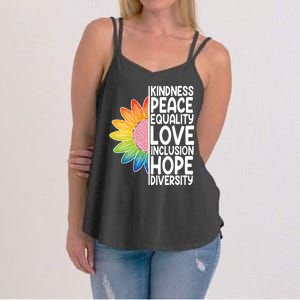 Kidness Peace Equality Love Inclusion Hope Diversity Women's Strappy Tank