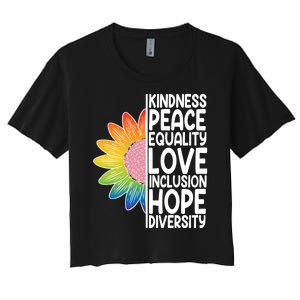 Kidness Peace Equality Love Inclusion Hope Diversity Women's Crop Top Tee