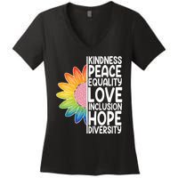 Kidness Peace Equality Love Inclusion Hope Diversity Women's V-Neck T-Shirt