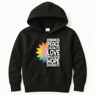Kidness Peace Equality Love Inclusion Hope Diversity Kids Hoodie