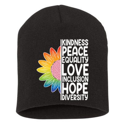 Kidness Peace Equality Love Inclusion Hope Diversity Short Acrylic Beanie