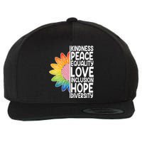 Kidness Peace Equality Love Inclusion Hope Diversity Wool Snapback Cap