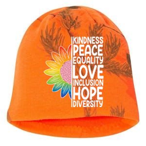 Kidness Peace Equality Love Inclusion Hope Diversity Kati - Camo Knit Beanie