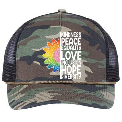 Kidness Peace Equality Love Inclusion Hope Diversity Retro Rope Trucker Hat Cap