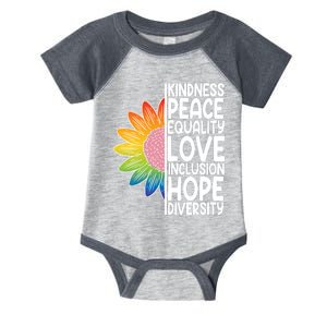 Kidness Peace Equality Love Inclusion Hope Diversity Infant Baby Jersey Bodysuit