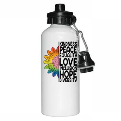 Kidness Peace Equality Love Inclusion Hope Diversity Aluminum Water Bottle