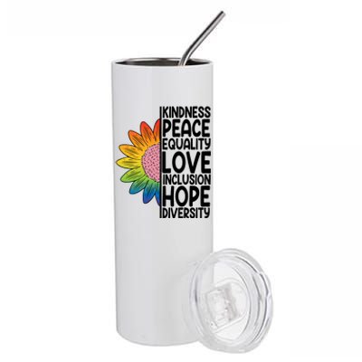 Kidness Peace Equality Love Inclusion Hope Diversity Stainless Steel Tumbler