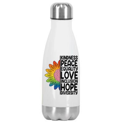 Kidness Peace Equality Love Inclusion Hope Diversity Stainless Steel Insulated Water Bottle