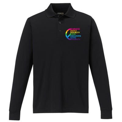 Kindness Peace Equality Love Inclusion Hope Diversity Performance Long Sleeve Polo