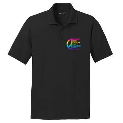 Kindness Peace Equality Love Inclusion Hope Diversity PosiCharge RacerMesh Polo