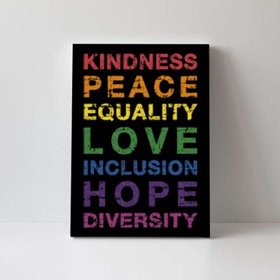 Kindness Peace Equality Rainbow Flag For Pride Month Canvas