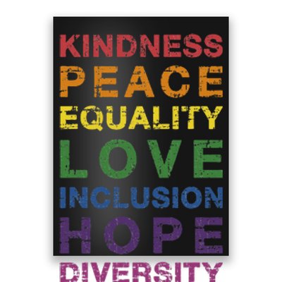 Kindness Peace Equality Rainbow Flag For Pride Month Poster