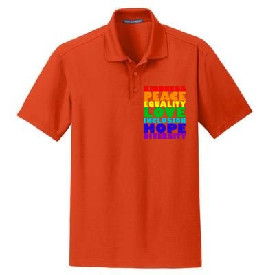 Kindness Peace Equality Love Inclusion Hope Diversity Dry Zone Grid Polo