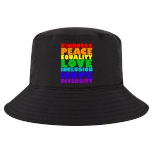 Kindness Peace Equality Love Inclusion Hope Diversity Cool Comfort Performance Bucket Hat