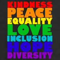 Kindness Peace Equality Love Inclusion Hope Diversity 7 Panel Mesh Trucker Snapback Hat