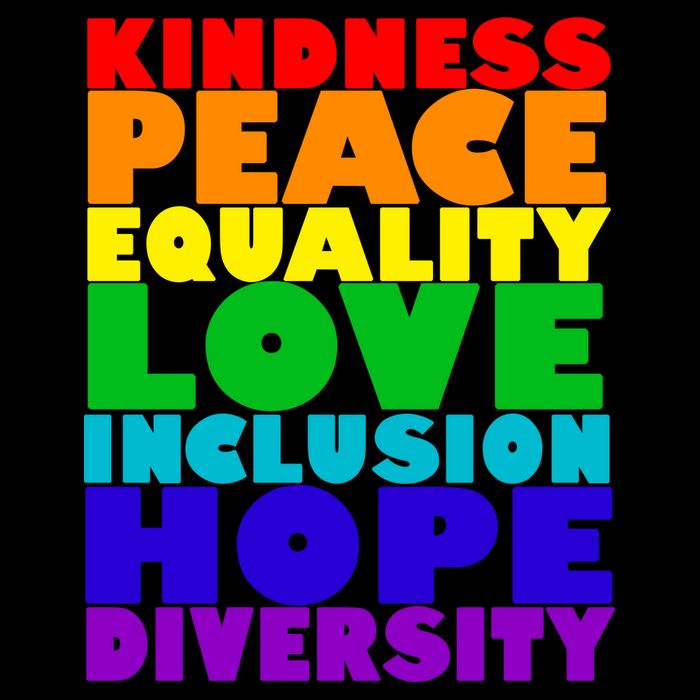 Kindness Peace Equality Love Inclusion Hope Diversity Button