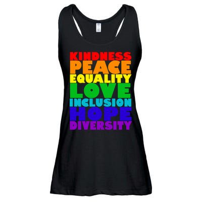 Kindness Peace Equality Love Inclusion Hope Diversity Ladies Essential Flowy Tank