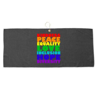 Kindness Peace Equality Love Inclusion Hope Diversity Large Microfiber Waffle Golf Towel