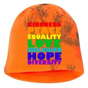 Kindness Peace Equality Love Inclusion Hope Diversity Kati - Camo Knit Beanie