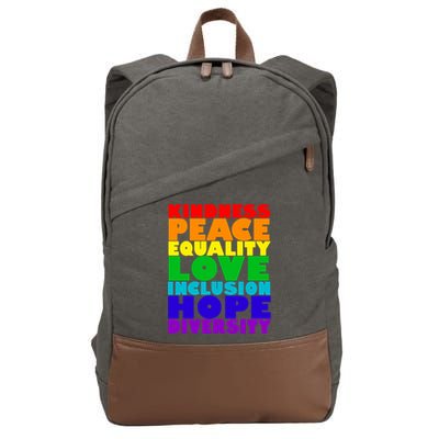 Kindness Peace Equality Love Inclusion Hope Diversity Cotton Canvas Backpack